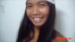 HD Christmas xmas porno deepthroat throatpie video from Thai teen Heather Deep